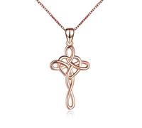 VONALA Collar con colgante de cruz de nudo celta de plata de ley para mujeres y niñas con caja de regalo, Plata esterlina