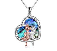 VONALA Collar con colgante en forma de corazón, plata de ley 925, con texto en inglés “Always My Sister Forever My Friend”, personalizable, Plata esterlina
