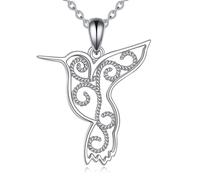 VONALA Collar de colibrí de plata de ley 925, joyería de filigrana, collar minimalista con colgante para mujer, No es una piedra preciosa