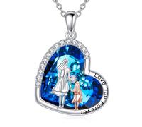 VONALA Collar de plata de ley 925 para madre e hija para mujer, colgante de lectura de corazón, regalo para abuela, mamá, esposa, talla única, Plata esterlina, No es una piedra preciosa