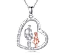 VONALA Collar de plata de ley 925 para padre e hija, collar con colgante de corazón de papá, joyería Always My Daughter Forever My Friend, regalos de cumpleaños para niñas e hija, Plata esterlina,