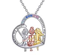 VONALA - Collar para hermanas, plata de ley 925 con forma de corazón, joyería de cumpleaños para mujer, grabado en inglés “Always My Sister Forever My Friend”, Plata esterlina, Circonia cúbica