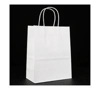 VONCYKI 10/25 bolsas de papel kraft multifuncionales reciclables con asas (blanco, 10 unidades, 21 x 14 x 27 cm)