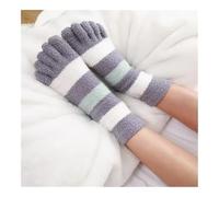 VONCYKI 2 Pares de Calcetines Gruesos de Cinco Dedos for Mujer, cálida Lana Color Coral, Calcetines mullidos con Punta, Medias Suaves y acogedoras a Rayas, Zapatillas de Suelo for Mujer(Grey)