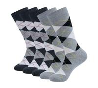 VONCYKI 5 pares de calcetines de vestir con rombos para hombre, talla grande, de algodón peinado, color negro, transpirables, casuales, para hombre, 5 pares-JC097-3, EUR(41-48)