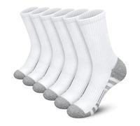 VONCYKI 6 pares de calcetines deportivos largos para hombre, calcetines de compresión, transpirables, calcetines de baloncesto, calcetines acolchados para correr, blanco/negro, talla grande 38-46, 6
