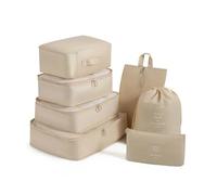 VONCYKI Bolsa de Almacenamiento de Viaje de 7 Piezas, Bolsa portátil, Bolsa de Moda, Plegable, Almacenamiento, Bolso de Mano, Juego de Caja de Embalaje, Conveniente for Viajar(Beige,2PCS)