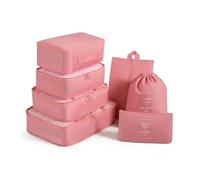 VONCYKI Bolsa de Almacenamiento de Viaje de 7 Piezas, Bolsa portátil, Bolsa de Moda, Plegable, Almacenamiento, Bolso de Mano, Juego de Caja de Embalaje, Conveniente for Viajar(Powdered,2PCS)