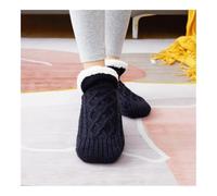 VONCYKI Calcetines térmicos for Hombre, Medias cálidas Cortas de algodón Gruesas for Dormir en casa, Suaves, Antideslizantes, calcetín de Suelo Peludo y Esponjoso for Invierno(Navy Black,35-39(24cm))