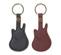 VONCYKI Estuche para púas de guitarra con anillo, piel sintética, soporte para llaves de instrumento musical, accesorio para amantes de la música, Black, Talla única
