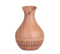 VONCYKI Humidificador de aire de jarrón de 130 ml, difusor de aceite esencial de aromaterapia de grano de madera hueca, luz LED de 7 colores (rojo óxido)