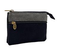 VONCYKI Monedero de algodón para niñas, bolso portátil para tarjetas, bolso de moda Louis, bolso Chanel, diseñador de lujo (negro, 2 piezas)