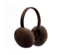 VONCYKI Orejeras Unisex de Piel de visón auténtica con Banda de Terciopelo, Calentador de Orejas Plegable for Hombre y Mujer(Light Brown)