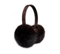 VONCYKI Orejeras Unisex de Piel de visón auténtica con Banda de Terciopelo, Calentador de Orejas Plegable for Hombre y Mujer(Dark Brown)