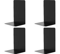 VONDERSO Sujetalibros de Metal Negro, 2 Pares de Soportes Decorativos de Metal para estantes, separadores de Libros de Metal, con Almohadillas de Goma Antideslizantes y antiarañazos