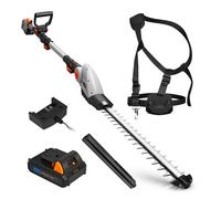 VonHaus Cortasetos Batería de 20V, Cortasetos Telescópico Extensible, Incluye Batería, Cargador, Correa de Hombro, Cabezal Ajustable 135°, Cuchillas de Doble Acción 45 cm
