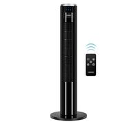 VonHaus Ventilador de Torre 87 cm - Negro Ventilador de Pie Sin Aspas Oscilante con Temporizador con Mando, pantalla LED & 3 Velocidades para Hogar