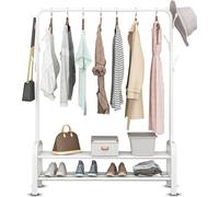 Vonia Burro Ropa - Perchero Colgador de Ropa 102 x 34 x 152 cm - Perchero con Zapatero - Blanco