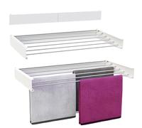 Vonia Tendedero Plegable y de Pared 100 x 50 cm - 6 Metros de Secado - Blanco - para Interior y Exterior - Aluminio