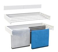 Vonia Tendederos Plegables - Tendedero de Pared 4 Metros de Espacio de Secado - Tendedero Montar en Paredes 80 x 40 cm - Tendedero Plegable para Interiores o Exteriores - Almuninio - Blanco