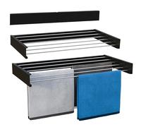 Vonia Tendederos Plegables - Tendedero de Pared 4 Metros de Espacio de Secado - Tendedero Montar en Paredes 80 x 40 cm - Tendedero Plegable para Interiores o Exteriores - Almuninio - Negro