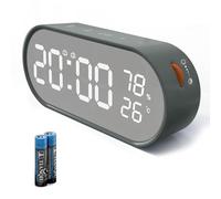 Voniobuy - Despertador digital con pantalla LED táctil grande, 2 alarma de 12/24H, función Snooze/brillo ajustable, seguimiento de humedad y temperatura para la mañana noche, baterías o puerto USB