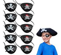 VONJUMA 10 Pcs Pirate Eye Patch Parches De Ojo De Pirata Máscara De Ojo De Calavera 3D Elástica De Plástico Ajustable Para Cumpleaños Infantiles Fiestas Temáticas Piratas Accesorios De Rendimiento