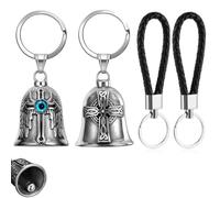 VONJUMA 2 Pcs Campana Guardian Moto Con 2 Llavero De Cuero Campana De Moto Guardian Bell Para Motocicleta Campanilla De Motocicleta Amuleto De La Suerte Campana De Protección Para Bendecir Paz Amuleto