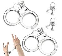 VONJUMA 2 Pcs Esposas Para Niños Esposas De Metal Con 2 Llave Juguete Esposas Niños De Metal Juguete De Juego Rol Policía Para Carnaval Juegos De Roles Reales Disfraz Accesorio Plata