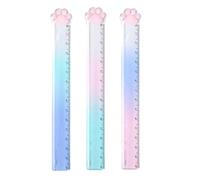 VONJUMA 3 Piezas Regla Meow Para Medir, Subrayar y Trazar Líneas Claras y Precisas Regla de Tema Kitty de Plástico 15Cm