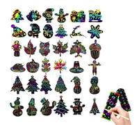 VONJUMA 36 Hojas Scratch Art Navidad Y Acción De Gracias Para Rascar Para Niños Papel Para Rascar Arco Iris Arte Con Lápices De Madera Cuerdas Para Manualidades Manualidades Cumpleaños
