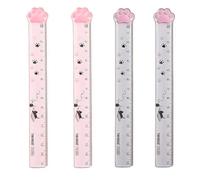 VONJUMA 4 Piezas Regla 15Cm Regla Meow Para Medir Subrayar Y Trazar Líneas Claras Y Precisas Regla De Tema Kitty De Plástico 15Cm