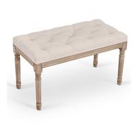VONLUCE Banco Tapizado para Cama 80x42x47 cm Taburete para Pie de Cama en Estilo de Vintage Banco de Entrada con Asiento Acolchado y Patas de Madera para Dormitorio y Salón