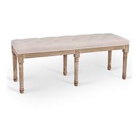 VONLUCE Banco tapizado Vintage de 122 cm de Largo con Asiento Acolchado, Banco de Entrada, Asiento de Comedor y reposapiés, Banco otomano rústico francés para Dormitorio, Sala de Estar, Pasillo