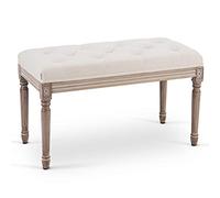VONLUCE Taburete para Pie de Cama Tapizada en Tela 80x42x47CM Banco de Entrada en Estilo de Vintage Banqueta para Dormotorio y Salón (80x42x47CM)