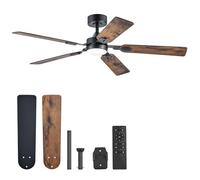 VONLUCE Ventilador de Techo con Luz y Mando a Distancia, Motor DC Silencioso Reversible 6 Velocidades, 132cm de Diámetro, 5Aspas, Función Verano/Invierno para Patio, Salón, Negro y Madera Grisácea