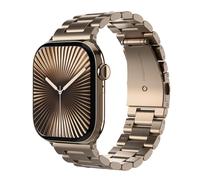 VONMÄHLEN Link Bracelet 2 - Correa de acero inoxidable 316L, 25% de contenido reciclado, cierre de mariposa compatible con Apple Watch, diseño moderno atemporal 40 | 41 | 42 mm - Dorado atardecer