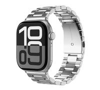 VONMÄHLEN Link Bracelet 2 - Correa de acero inoxidable 316L con un 25% de contenido reciclado, cierre de mariposa, compatible con Apple Watch, diseño moderno y atemporal - 40 | 41 | 42 mm - Plateado