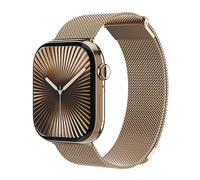 VONMÄHLEN Milanese Loop 2 - Elegante pulsera de acero inoxidable con cierre magnético, ajustable de alta calidad compatible con Apple Watch, Dorado, 44 | 45 | 46 | 49 mm
