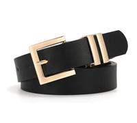 VONMELLI Cinturón de cuero para mujer para pantalones vaqueros Vestidos Moda Cinturón de mujer Cuadrado Dorado/Plata Hebilla Cinturón de cintura para mujer, Negro con hebilla dorada, L:Anzug für