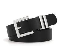 VONMELLI Cinturón de cuero para mujer para pantalones vaqueros Vestidos Moda Cinturón de mujer Cuadrado Dorado/Plata Hebilla Cinturón de cintura para mujer, Negro con hebilla plateada, M:Anzug für