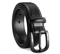 VONMELLI Cinturón de cuero sin metal para hombre, aprobado por la TSA, cinturón no metálico para hombre, jeans con hebilla hipoalergénica, Negro, Fit Waist Size 40-43"