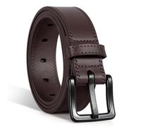 VONMELLI Cinturón de hombre de piel sintética sin níquel, cinturón de hombre no metálico aprobado por la Tsa para vaqueros con hebilla negra hipoalergénica, café, M: Adatto per il girovita 90cm-102cm
