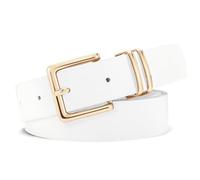VONMELLI Cinturón de mujer de cuero de la PU Moda Cinturón de Cintura con Hebilla Cuadrada Oro Clásico Cinturones de Mujer para Jeans Pantalones Vestidos, Color blanco., L: Misura Della Vita 91cm