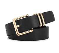 VONMELLI Cinturón de mujer de cuero de la PU Moda Cinturón de Cintura con Hebilla Cuadrada Oro Clásico Cinturones de Mujer para Jeans Pantalones Vestidos, Negro , XXXL: Misura Della Vita 133cm-142cm