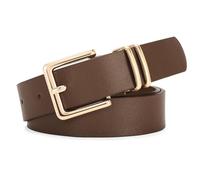 VONMELLI Cinturón de mujer de cuero de la PU Moda Cinturón de Cintura con Hebilla Cuadrada Oro Clásico Cinturones de Mujer para Jeans Pantalones Vestidos, café, XXL: Misura Della Vita 118cm-132cm