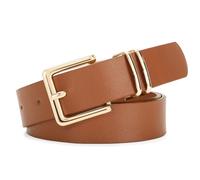 VONMELLI Cinturón de mujer de cuero de la PU Moda Cinturón de Cintura con Hebilla Cuadrada Oro Clásico Cinturones de Mujer para Jeans Pantalones Vestidos, marrón, M: Misura Della Vita 77cm-91cm