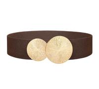 VONMELLI Cinturón elástico ancho para mujer con hebilla dorada para vestido elástico vintage cinturón de cintura para mujer, café(hebilla dorada), Länge 70cm(Passt Taillenumfang 68cm-80cm)
