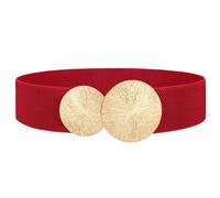 VONMELLI Cinturón elástico ancho para mujer con hebilla dorada para vestido elástico vintage cinturón de cintura para mujer, rojo (hebilla dorada), Länge 80cm(Passt Taillenumfang 81cm-95cm)
