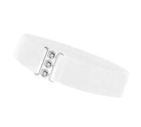 VONMELLI Cinturón elástico para mujer, ancho, elástico, vintage, cinturón de cintura para mujer, para vestido, retro, cincha, 5 cm de ancho, Blanco, L:Passend für Taillenumfang 81-90cm